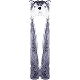 Super Z Outlet Cute Plush Animal Hat Winter Warm Winter Fashion Clothing Accessories (Husky/Wolf-Long)