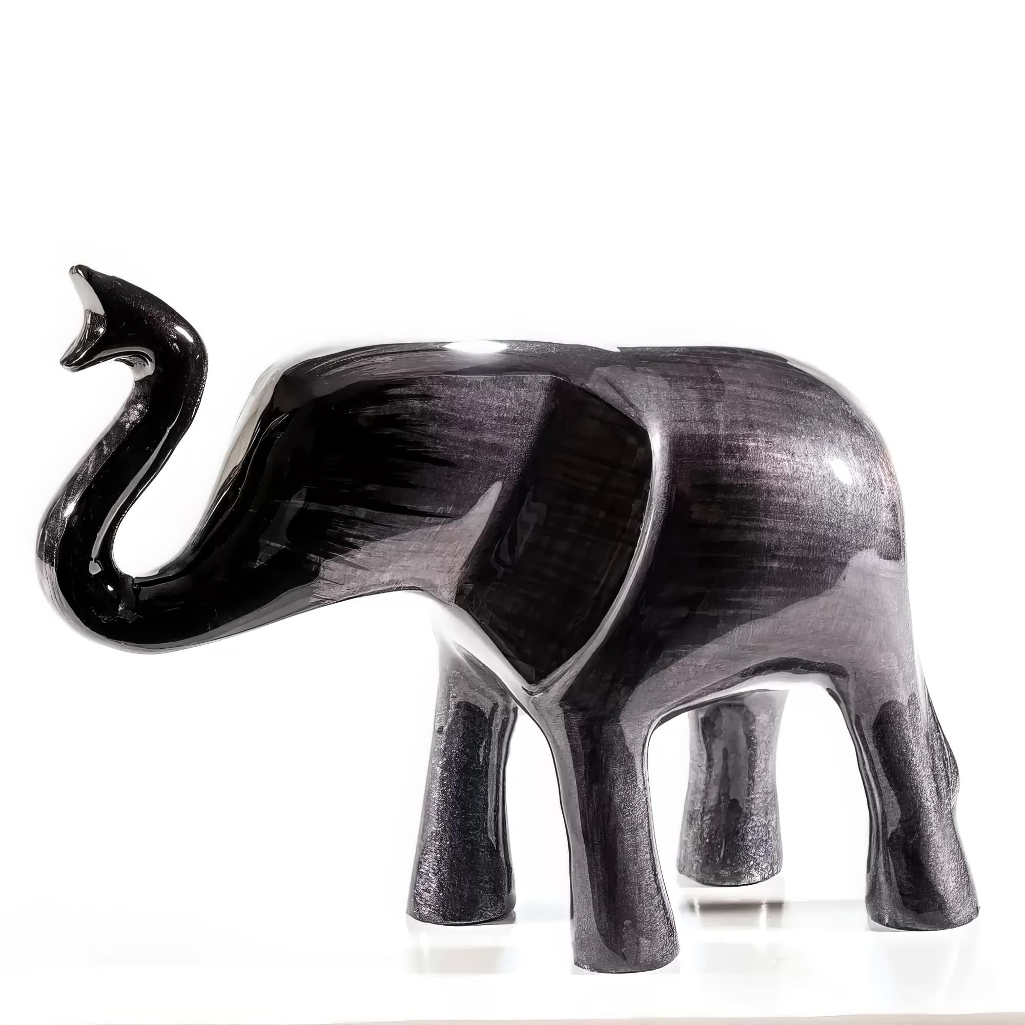 TechAffect Elephant Ornaments - Animal Figurine Home Decor Accessories - Indoor or Outdoor Ornament for Living Room or Garden - 14cm High - Black