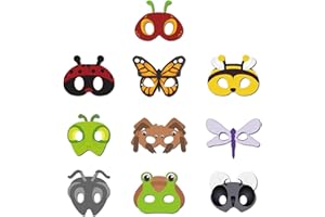 Shalve 10 Pack Insect and Animal Masks for Party Favors Vibrant Jungle Party Decorations Safari Theme Birthday Party Supplies