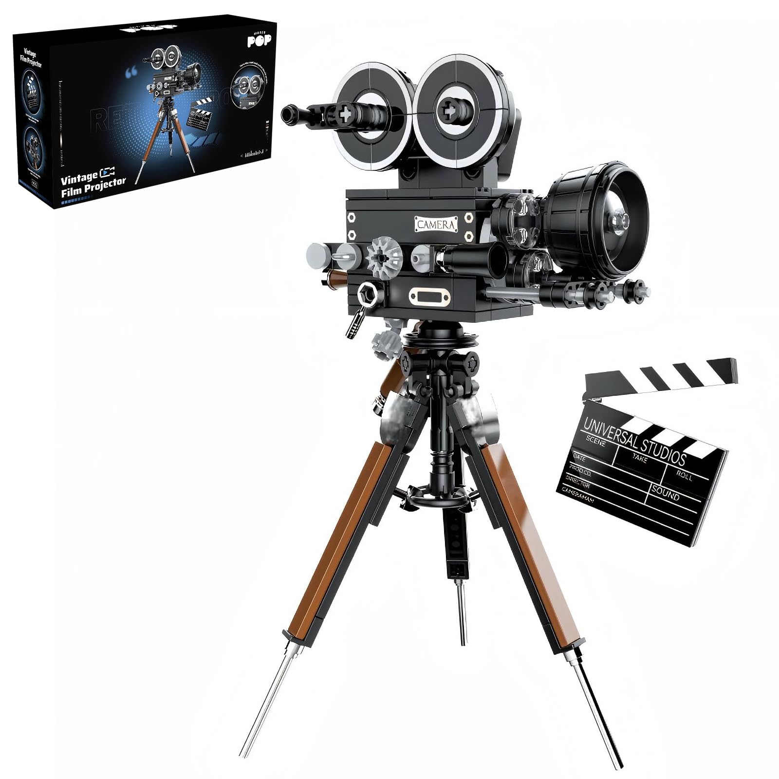 MEIEST Adult Retro Trinkets Building Blocks Set,Cute Vintage Collection Particle Construction Building Bricks,Creative Gift Home Office Decor (Vintage Film Projector)