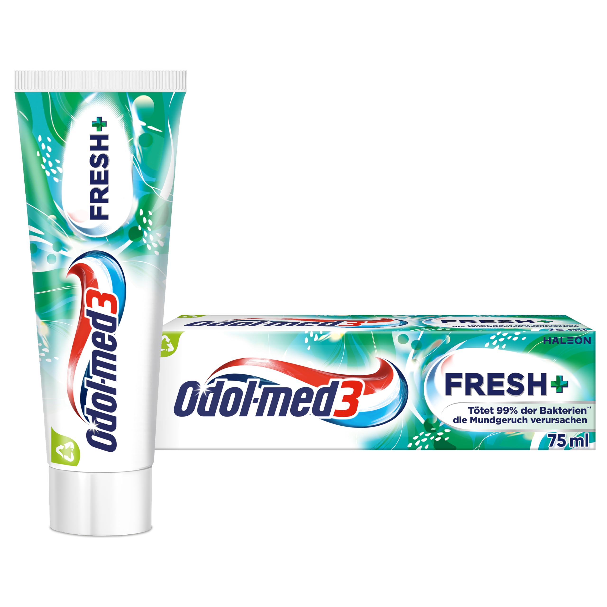 Odol-med3 Fresh+ Zahnpasta, Zahncreme mit Minzgeschmack für ein Frischegefühl, das selbst nach dem Zähneputzen anhält, 75ml