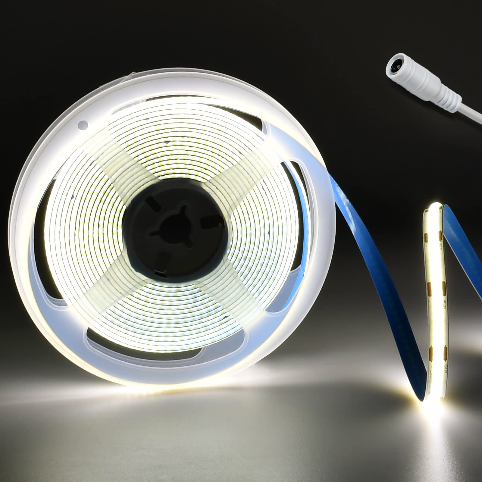 INDARUN Cob Led Strip Light Neutral White 4000K 12V, 5m Led Tape Light Natural White 320LEDs/Meter for Home Decoration