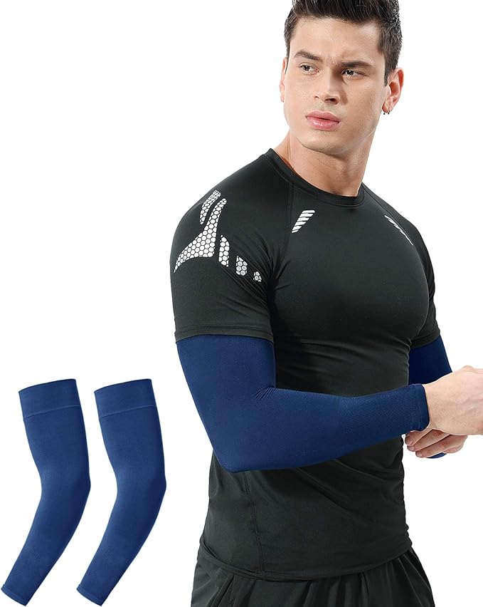 Newbyinn Arm Sleeves for Men Women Youth, Compression, Sun Protection, Standard Size, 2 Pairs