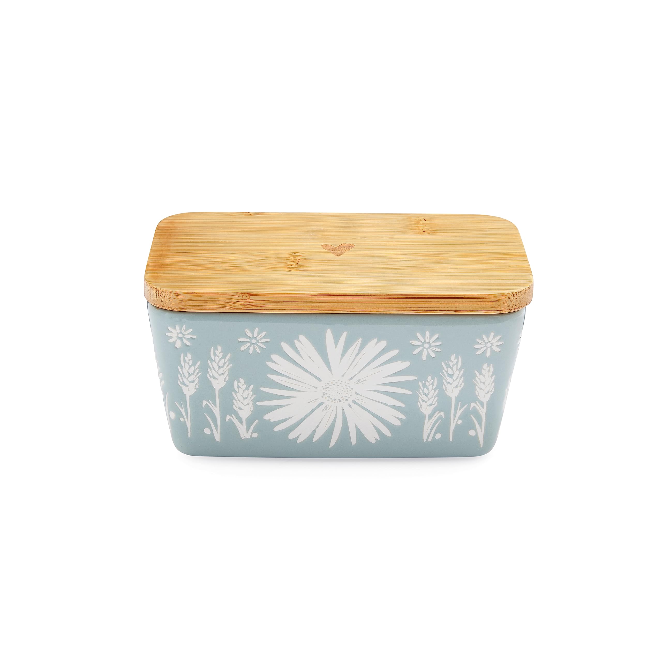 Cooksmart British Designed Ceramic Butter Dish with Lid | Large Butter Dish for All Types of Kitchens | Butter Dishes for All Sizes of Butter - Homestead, White/Light