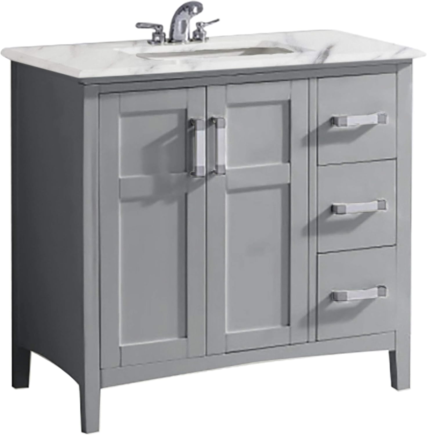 Amazon Com Simplihome Winston 36 Inch Contemporary Bath Vanity In Warm Grey With Bombay White Engineered Quartz Marble Extra Thick Top Home Improvement
