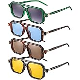 JATEBI 4 Pairs Retro Sunglasses for Women Men 70s Square Trendy Plastic Sun Glasses UV Protection