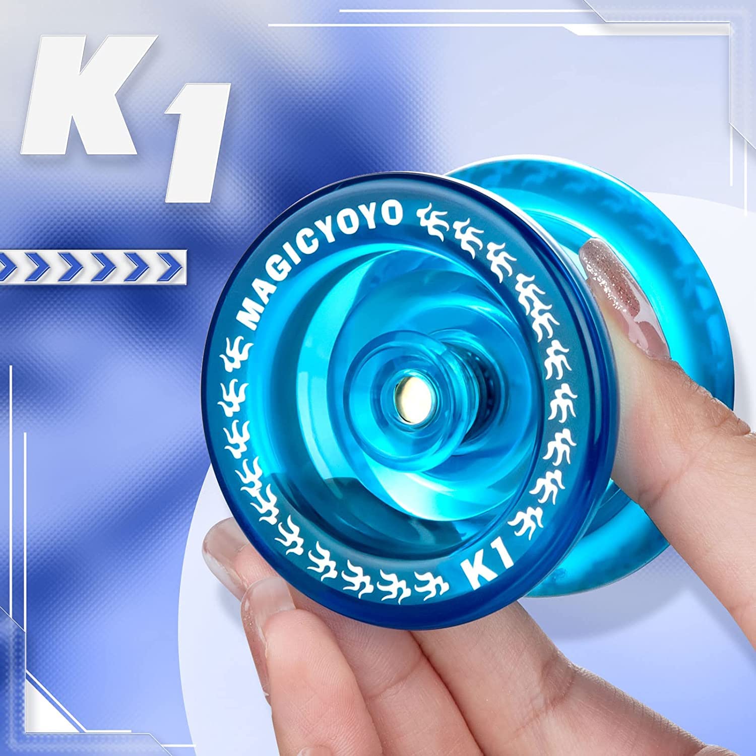 K1 Responsive Yoyo for Kids, Dual Function Yo Yo K2 for Unresponsive Yoyo with KK Bearing, Plastic Crystal Yoyos 3 Pack+Yoyo Strings+Bearing Removal Tool+KK Bearing+Bags