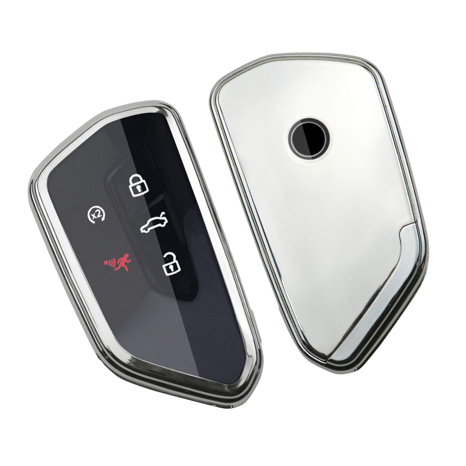 LFOTPP Key Case for Seat Leon Ateca Tarraco Golf 8 Octavia, 3 Buttons Silicone Car Key Case Protective Cover Accessories (Silver)