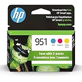 HP 951 Cyan, Magenta, Yellow Ink Cartridges (3 pack)| Works with HP OfficeJet 8600, HP OfficeJet Pro 251dw, 276dw, 8100, 8610