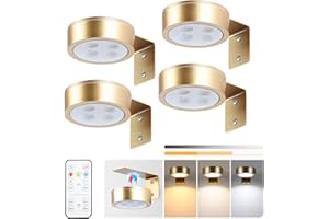 KELUOLY 4-Pack Picture Light Battery Operated Painting Lights for Wall, Magnetic LED Display Art Light with Remote, Dimmable and Timer Portrait Light for Art Frame Artworking, Wall Decor Puck Light
