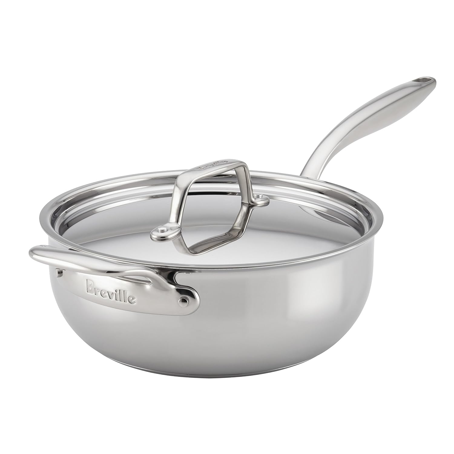 Breville Thermal Pro Clad Stainless Steel 4-Quart Covered Saucier with Helper Handle