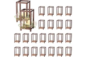 VEVOR 24 Pcs Wooden Wedding Lantern, Cedar Wood and Plastic Wooden Lantern Candle Holder, Rustic Decorative Home Centerpiece 