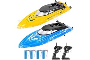ACEKID 2 Pack RC Boat Remote Control Boats for Pools and Lakes for Kids and Adults, 10 kmH 2.4 GHz RC Boat for Boys 4-7 8-12 Years with 4 Rechargeable Batteries