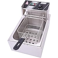 OLYM STORE Electric Deep Fryer w/ Basket & Lid, Countertop Kitchen Frying Machine, Stainless Steel French Fryer for…