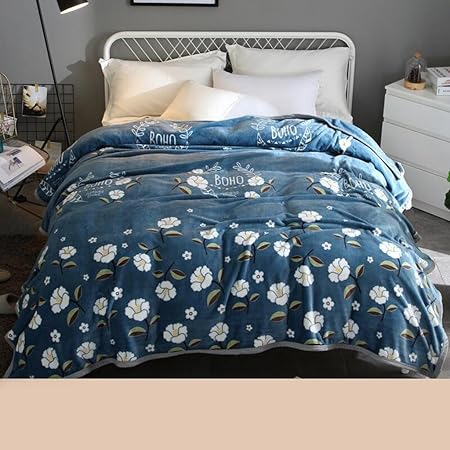 Xuan - worth having Grau-blaue weiße Blumen-Muster-Winter-Schlafsaal-Studenten-Decke Flanell verdicken Steppdecken-thermische