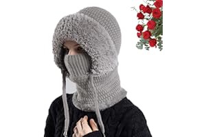 3 in 1 Beanie Hat for Women, 2026 New 3 in 1 Beanie Hat with Scarf and Mask, Knitted Thick Plush