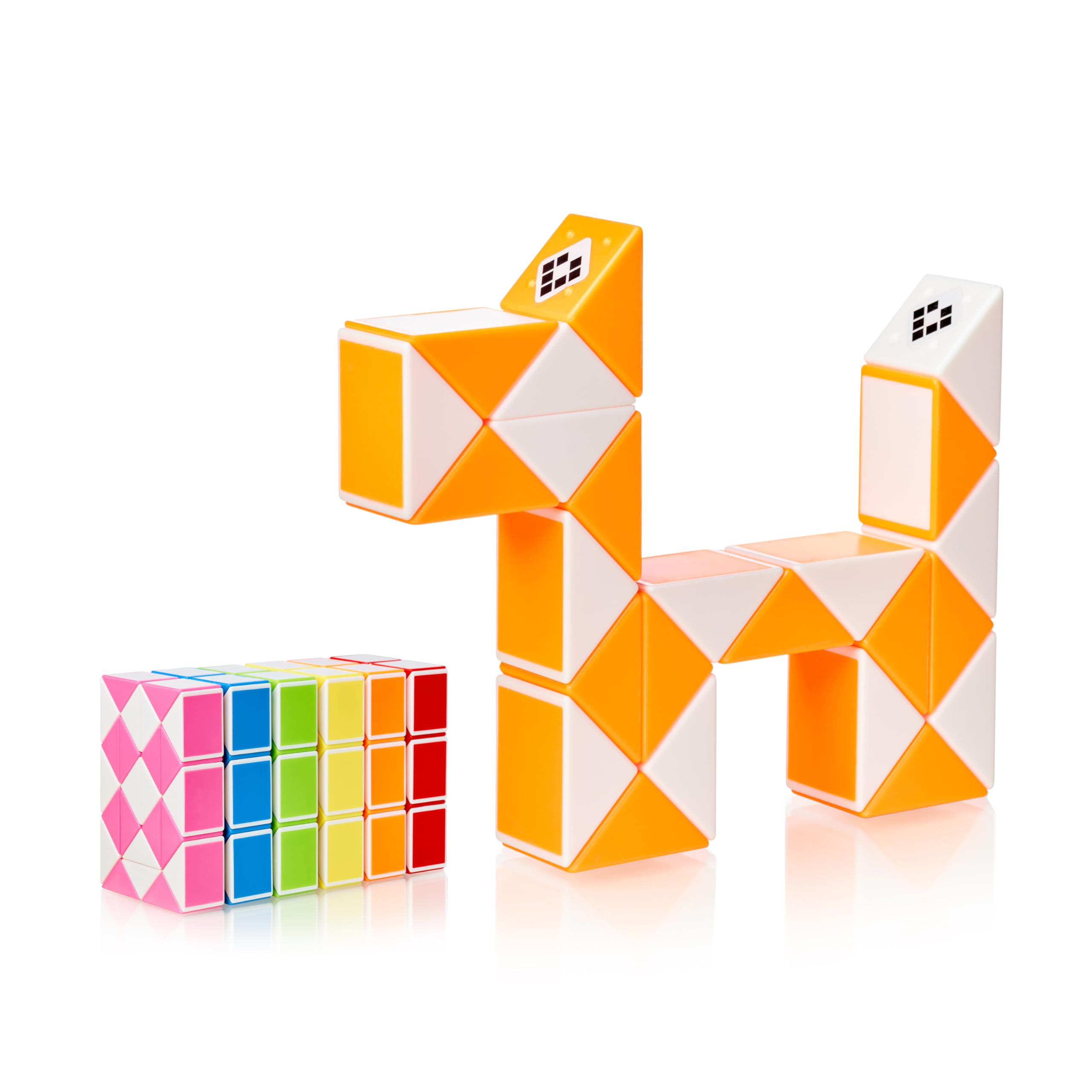 CUBIDI® Original Magic Snake - 24 Blocks Orange | Puzzle Games for Children and Adults | Ideal as Party Bags Children's Birthday Party Favours or Small Gifts for Children