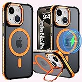 ZOEII for iPhone 14 Plus/15 Plus Case, 6.7 inch, [Compatible with MagSafe], Built-in Stash Stand, Shockproof Slim Magnetic Phone Case for iPhone 15 Plus/14 Plus Case Orange