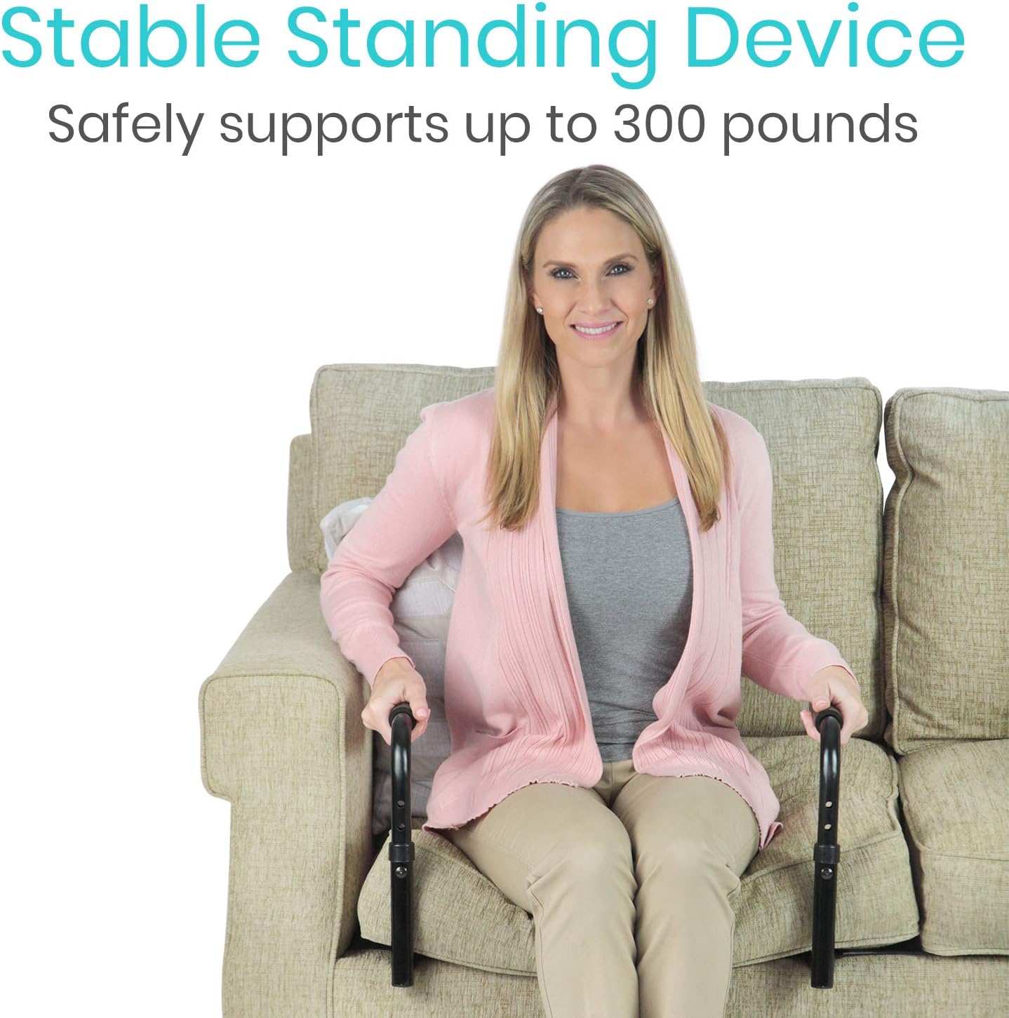 Vive Stand Assist - Mobility Standing Aid Rail for Couch, Chair - Assistance Handle for Patients, Elderly, Seniors and Disabled - Safety Grab Bar for Sitting, Sofa, Home - Adjustable, Portable Device: Health & Personal Care