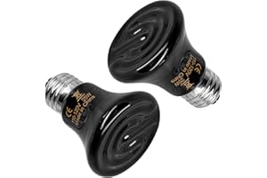 HealSmart 25W Mini Reptile Heat Lamp Ceramic Heat Emitter, No Light Emitting Heat Bulbs, Suitable for Snake/Lizard/Spider, Plant Growth and Incubating Chicken, 2-Pack