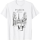 Paris France Eiffel Tower French Girl City of Love Souvenir T-Shirt