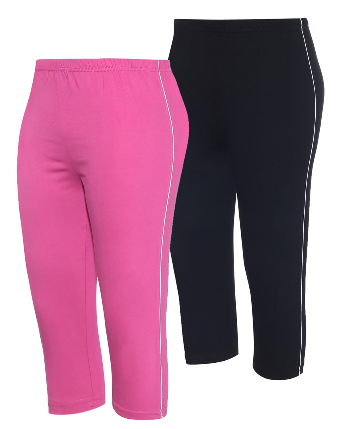 espresso women's casual relaxed fit cotton 3/4th capri pants - pack of 2