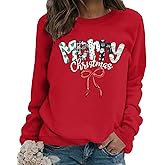 SUPEYA Merry Christmas Sweatshirt For Women Christmas sweatshirts Xmas Long Sleeve Top Winter Holiday Letter Print Pullover