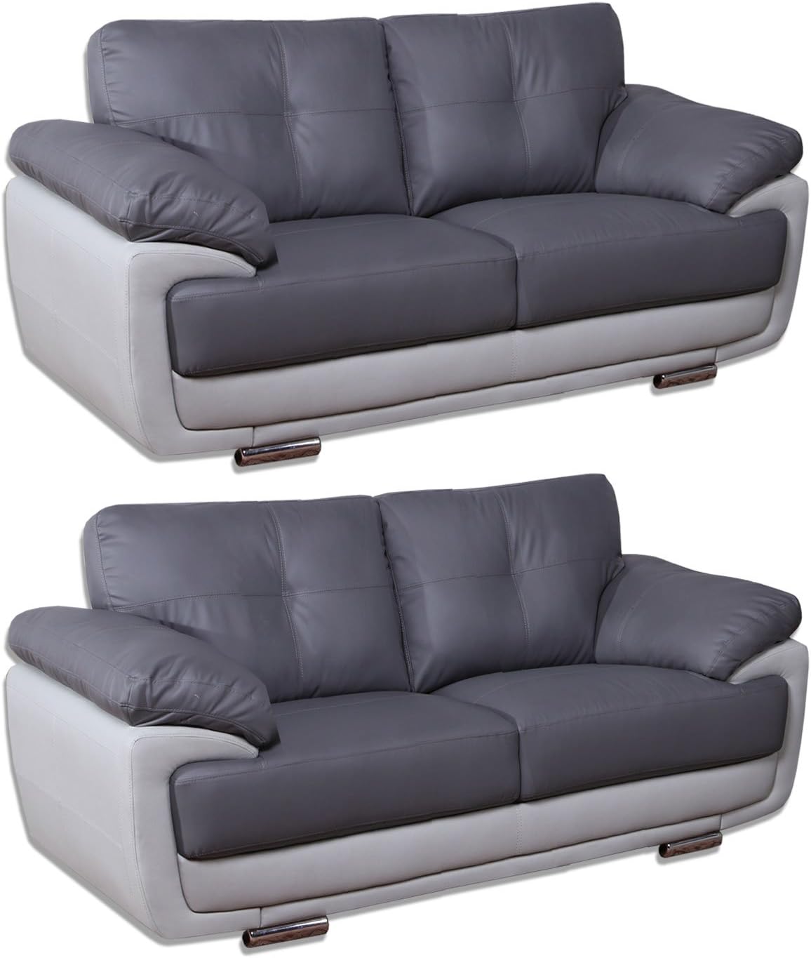 Mansfield Two Tone Grey Leather Sofas (All combinations available) (2+2
