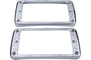Guyker Curved Bottom Metal Humbucker Pickup Mounting Ring Set - Bridge and Neck Pickups Cover Frame Replacement Compatible with Les Paul LP Style Electric Guitar or Precision Bass(PR006 2PCS, Chrome)