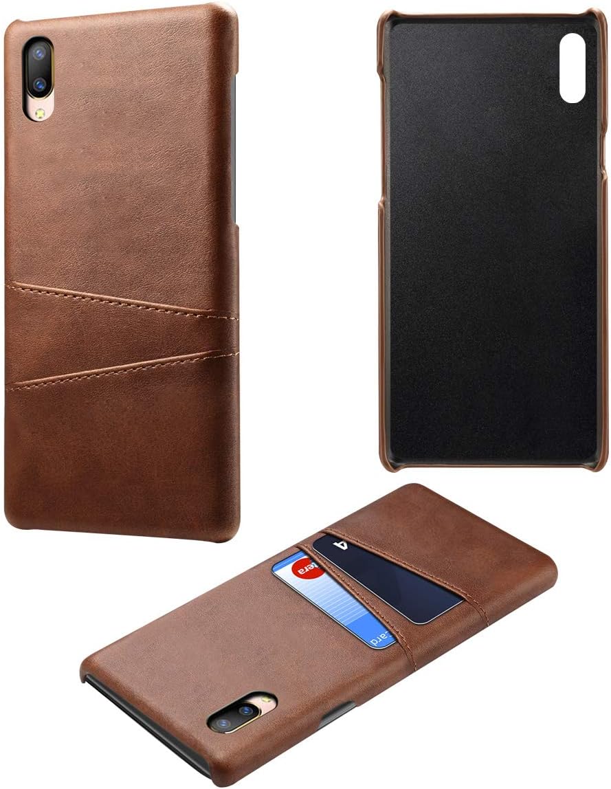 winxsam Slim Wallet Back Case for Vivo V11 Pro,Case with Credit Card Holder Slot, Ultra Slim Fit Leather Shockproof Case,Impact Resistant, Hybrid Protective Shell - Dark Brown