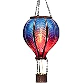 TERESA'S COLLECTIONS Hot Air Balloon Solar Lantern for Garden Decor, Flickering Flame Hanging Solar Light for Outdoor Decorat