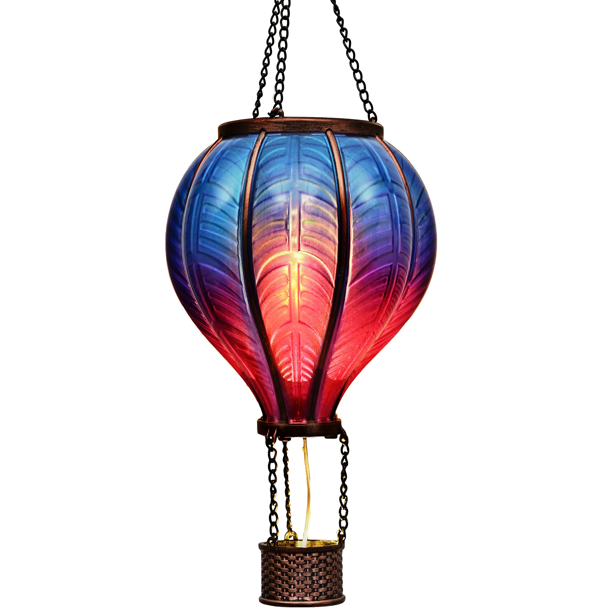 TERESA'S COLLECTIONS Garden Ornaments Outdoor, 45CM Realistic Flame Hot Air Balloon Solar Garden Light, Hanging Rainbow Glass Effect Solar LED Balloon - View #5