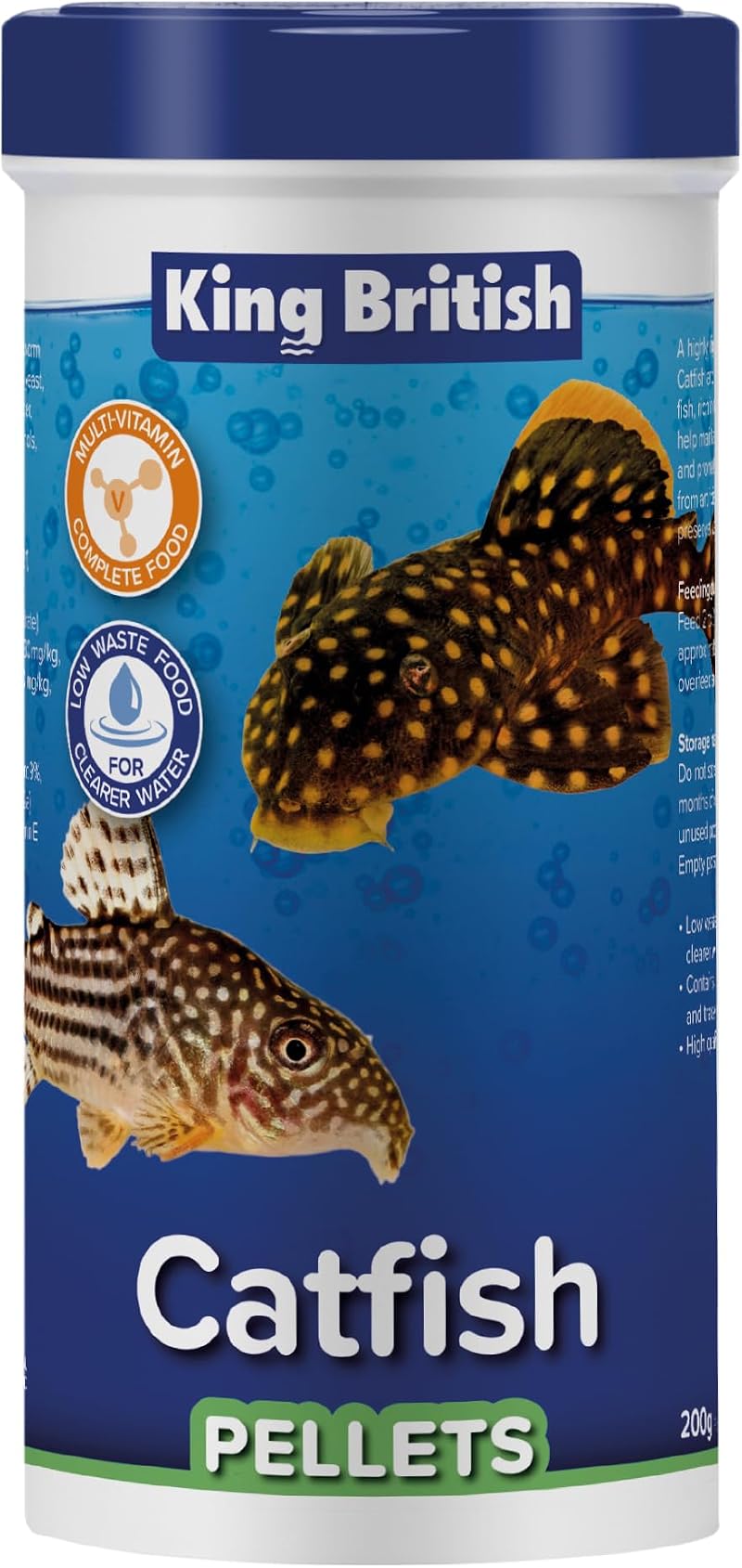 King British Catfish Pellets 200g Multi-Vitamin Sinking Food for Bottom-Feeders