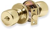 XFORT Tulip Privacy Knob Set Polished Brass Keyless Door Knob Privacy Lock