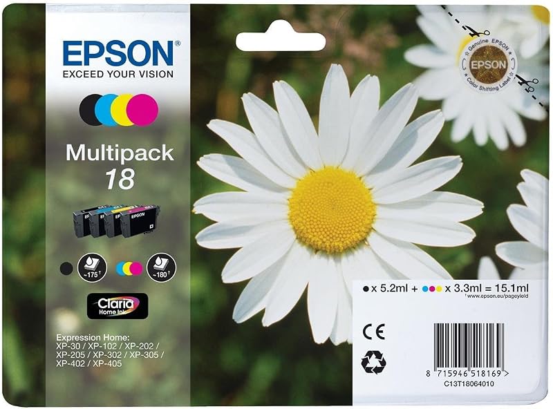Epson 18 Daisy Genuine Ink Cartridge Pack 4 Colours Claria Home