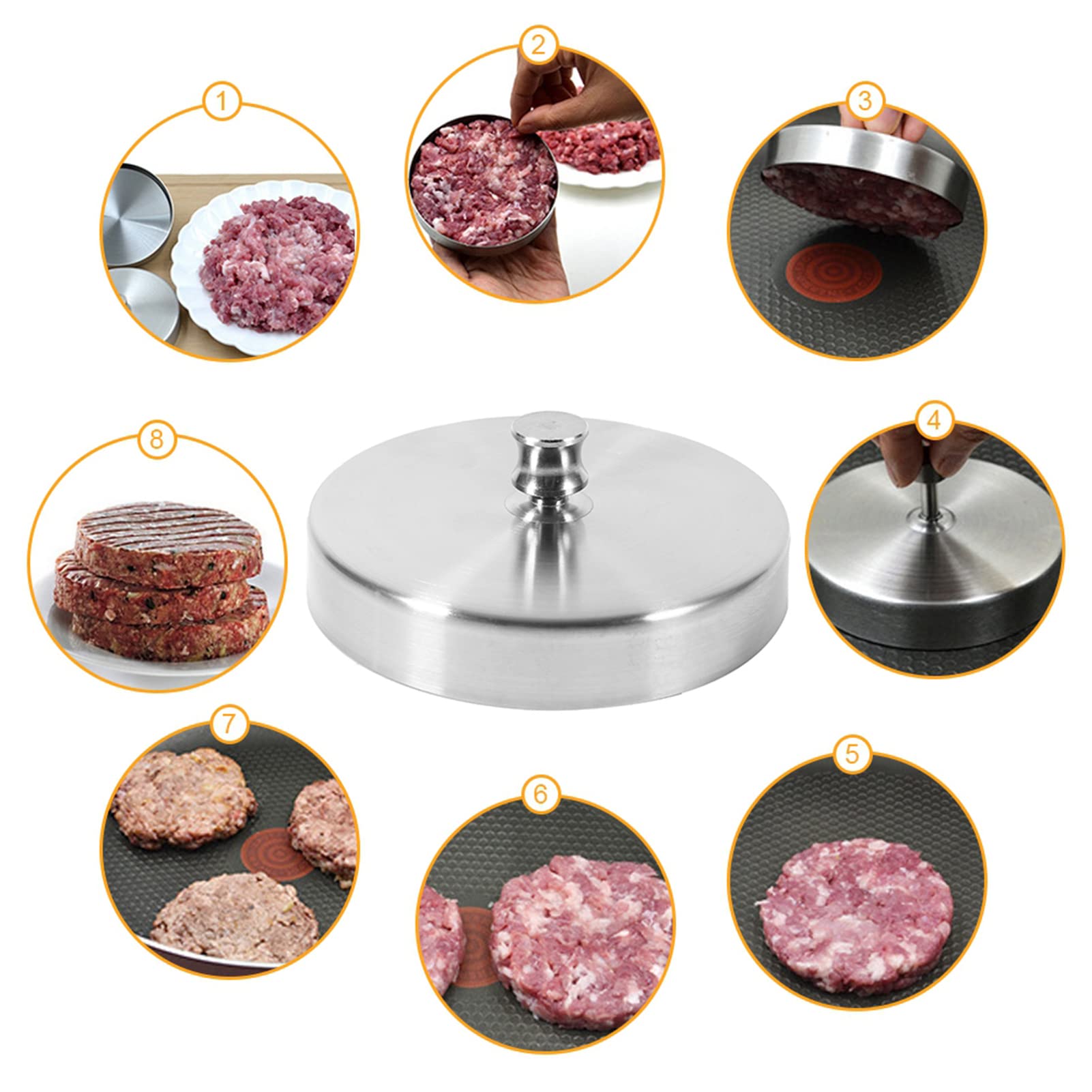 Stainless Steel Stuffed Burger Press Aluminum Hamburger Patty Maker Perfect Hamburger Mold Ideal for BBQ,Essential Kitchen & Grilling Accessories