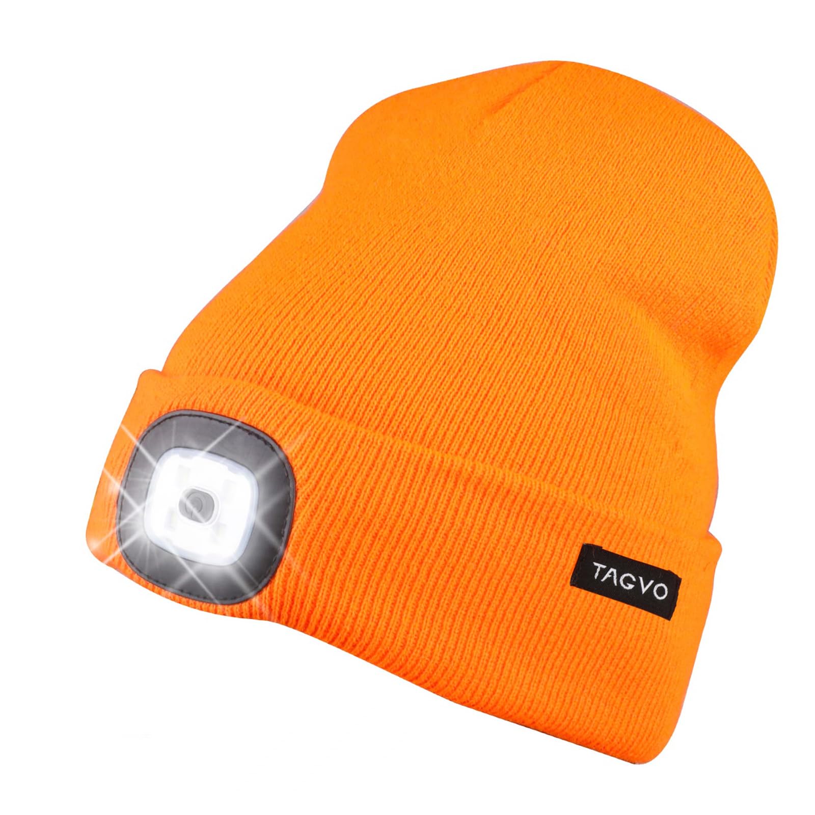 TAGVO LED Lighted Beanie Cap, USB Rechargeable Winter Warm Hats with 8 Lights, 2 Modes(Bright & Flashing Alarm), Running Camping Headlamp Knitted Skullies Beanie — image 1
