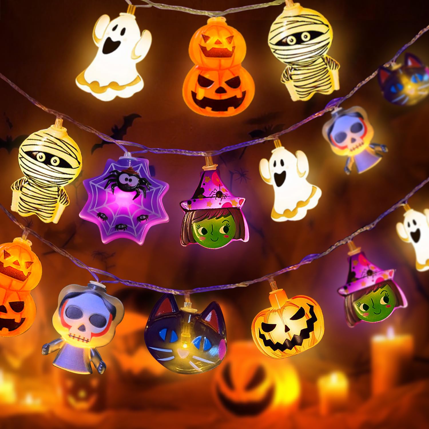 TOYTOPIE Halloween String Lights 3M20LEDS for Room Garden Decoration with 2 Modes, Waterproof Halloween Decoration Lights Indoor Outdoor, for Halloween Party, Autumn Fall Decorations