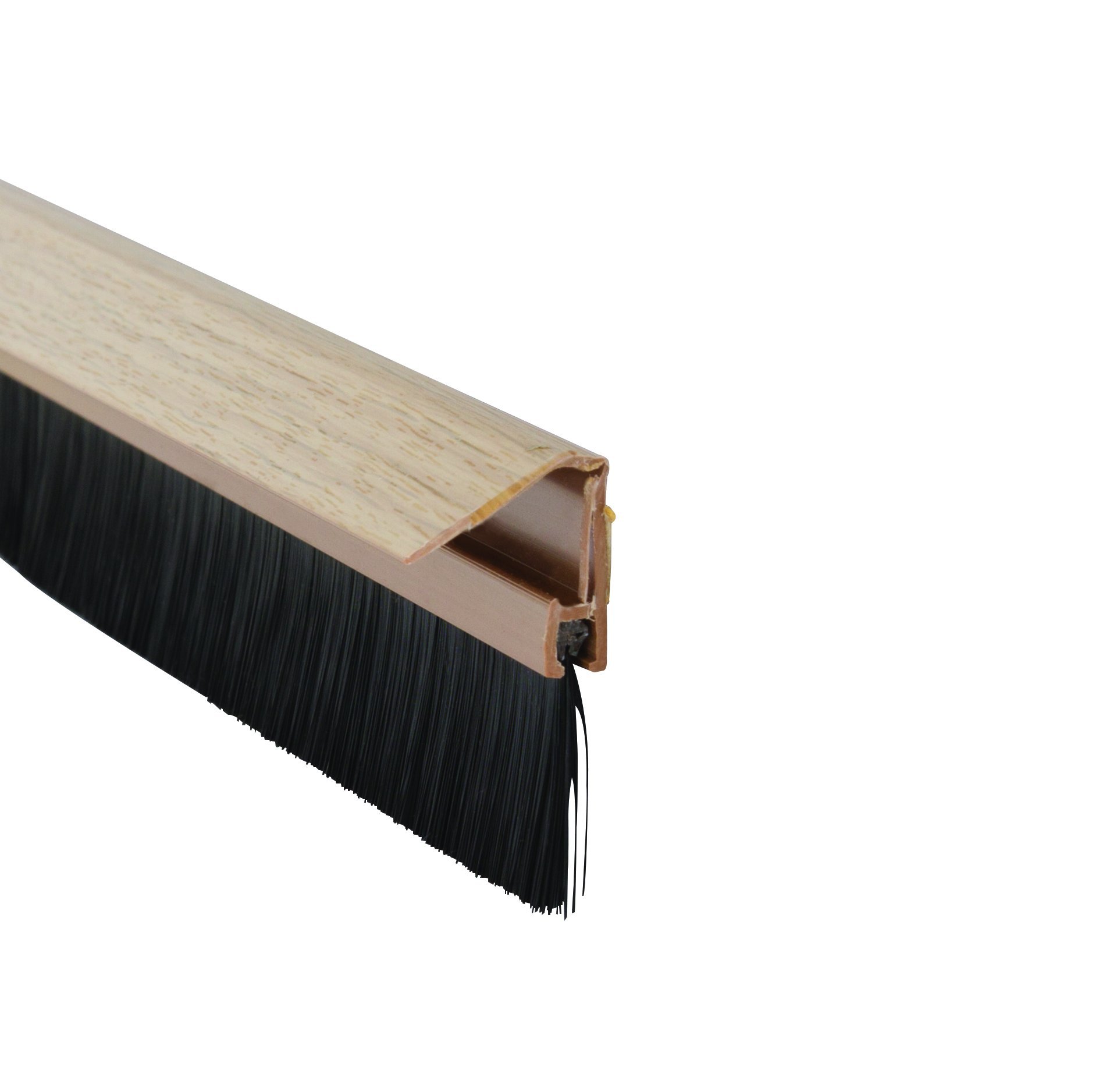 Stormguard 02SR0720838LWO Bottom of The Door Brush Strip Draught excluder 838mm (2'9") Light Wood with Cover to CONSEAL Screws, 838 mm (Assorted)