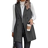 IDEALSANXUN Long Vest for Women Sleeveless Tweed Blazer Fall Jackets Cardigan Outerwear