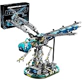 Mechanical Dragonfly Building Blocks for Adults- Compatible with Lego, Insect Animal Model with Light &amp; Display Stand, STEM Toys for Teens Home or Office D&eacute;cor (866PCS)