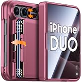 Vizvera for iPhone Duo Case with Card Holder,Hinge Protection,CherryRed | Screen Protector, Full Hinge Protection, Full Body Shockproof Phone Case