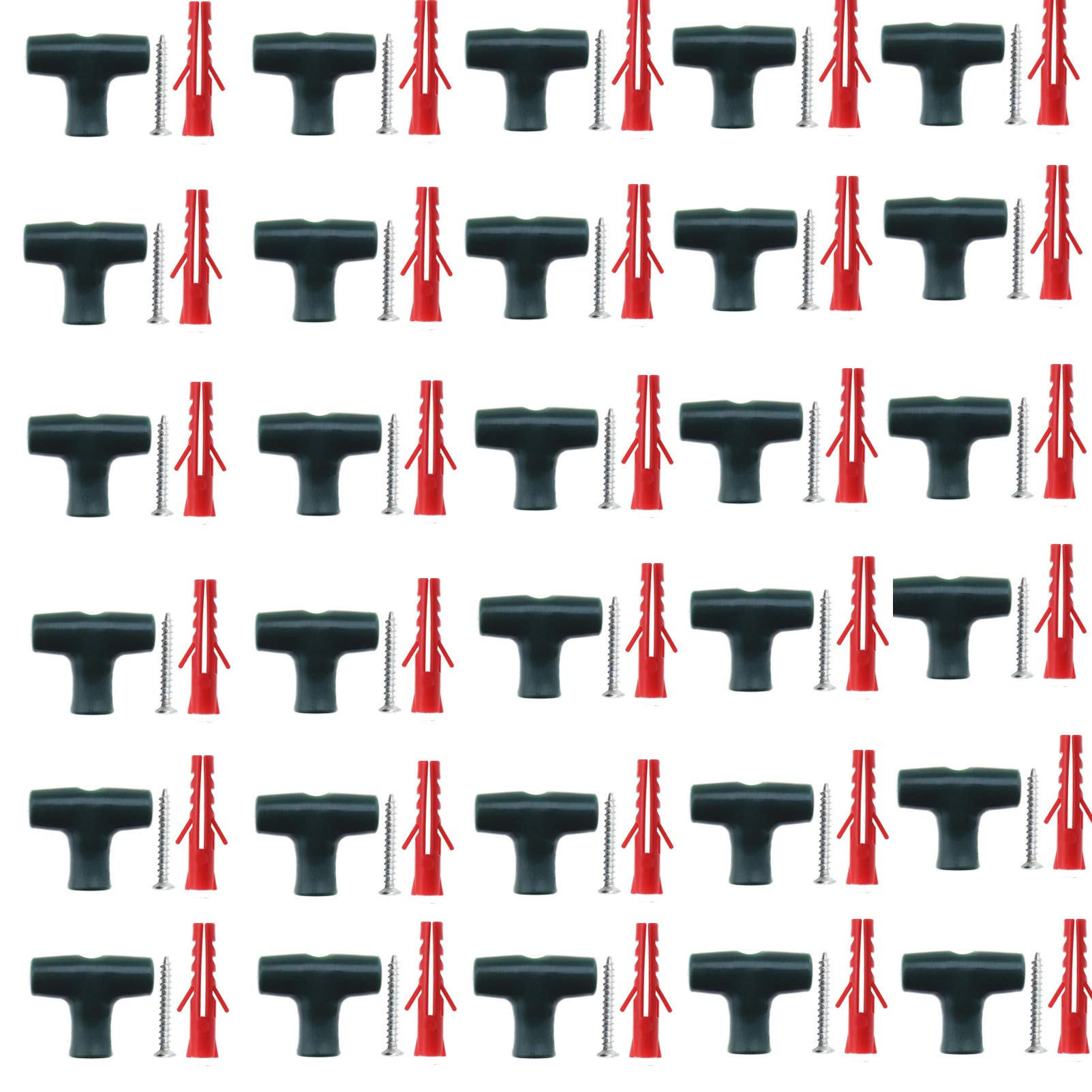 Otzoan 30 Packs Chicken Wire T-Clip Kit, Bird Netting Mounting Clips for Garden Wall Mesh Fencing Panel Supporting, with Screws, Wall Anchor