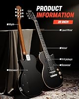 Donner LP Electric Guitar Kit Full Size 39 Inch with Bag Strap Cable Black view 5