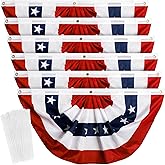 ZOOFOX 6 Pack American Pleated Fan Flag, 3x1.5 Feet USA Patriotic Half Fan Bunting Flags Stars and Stripes Flag Bunting for 4th of July Memorial Day Decoration Outdoor