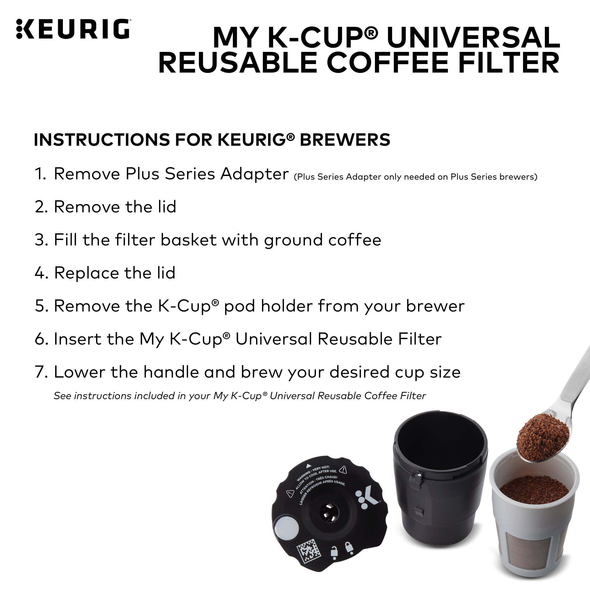 Keurig Universal Reusable Filter, Single Stream Design, Compatible with