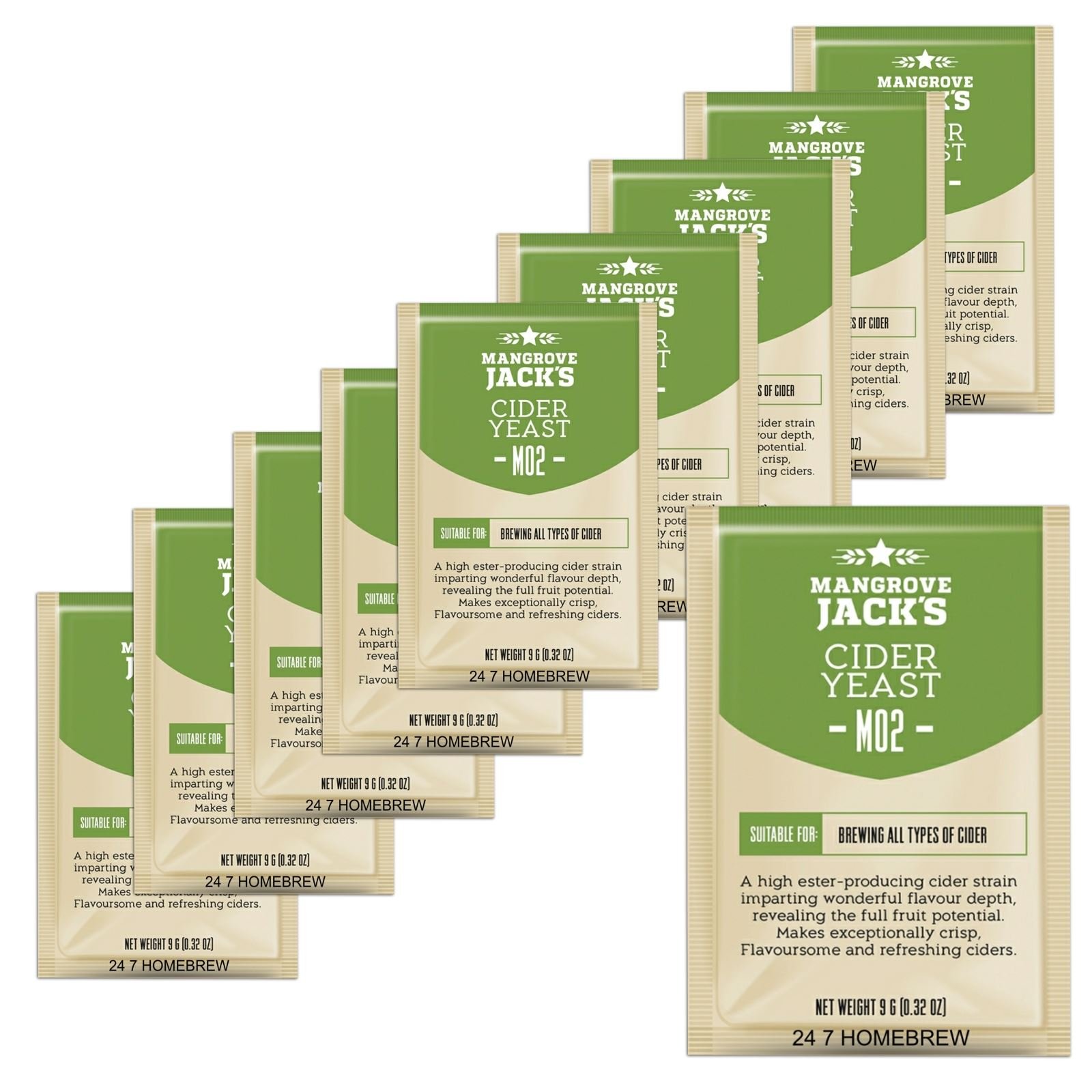 10x Mangrove Jack Yeast Cider M02 Craft Series Yeast 9g Treats 23L