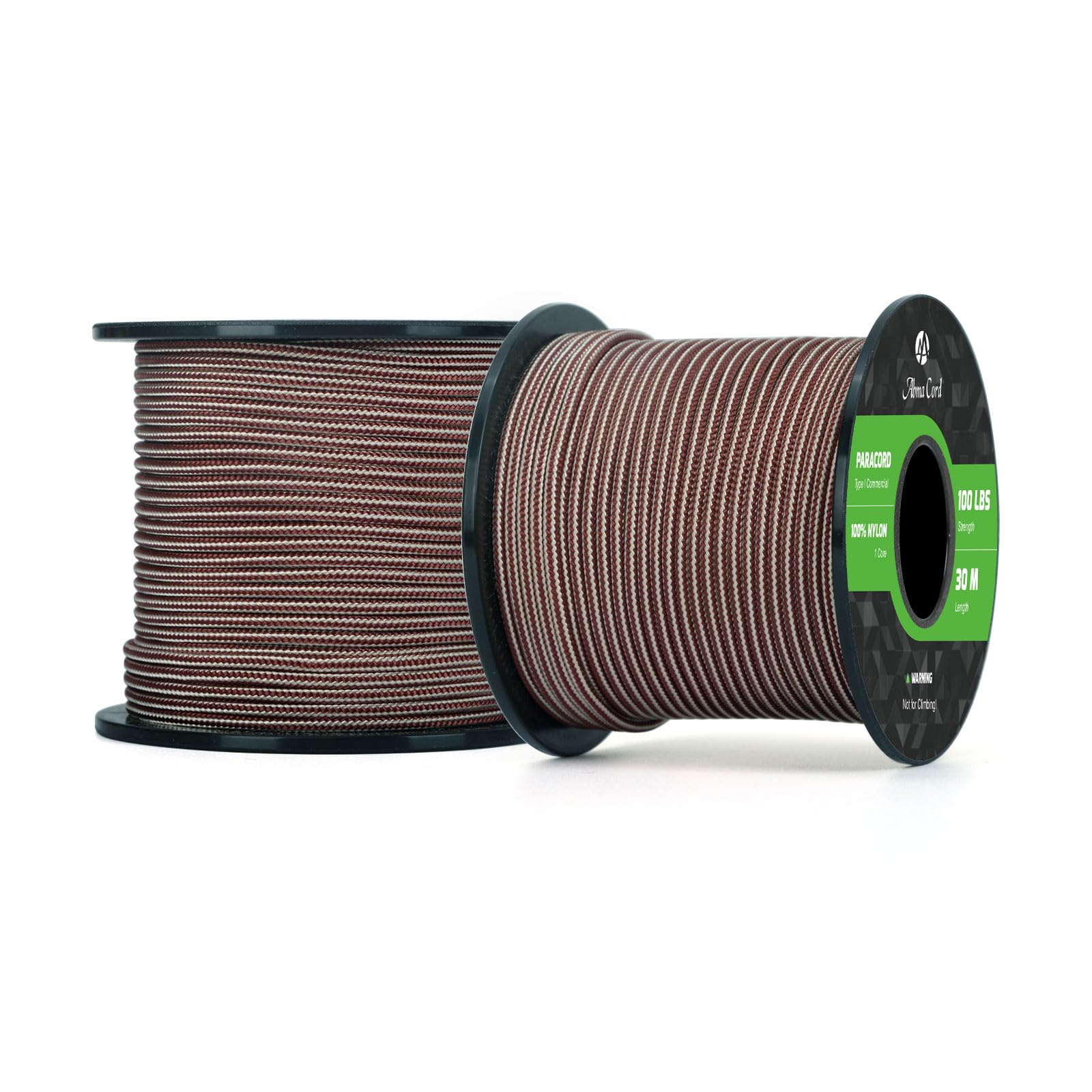 Abma Cord Paracord 100 lbs 2mm 100% Nylon 30M - Chocolate Brown & Khaki