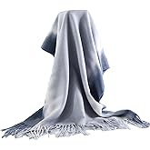 Women Large Blanket Cashmere-Feel Scarf, Fall Winter Warm Soft Pashmina Wrap Shawl with Fringe, Fashion Accessories