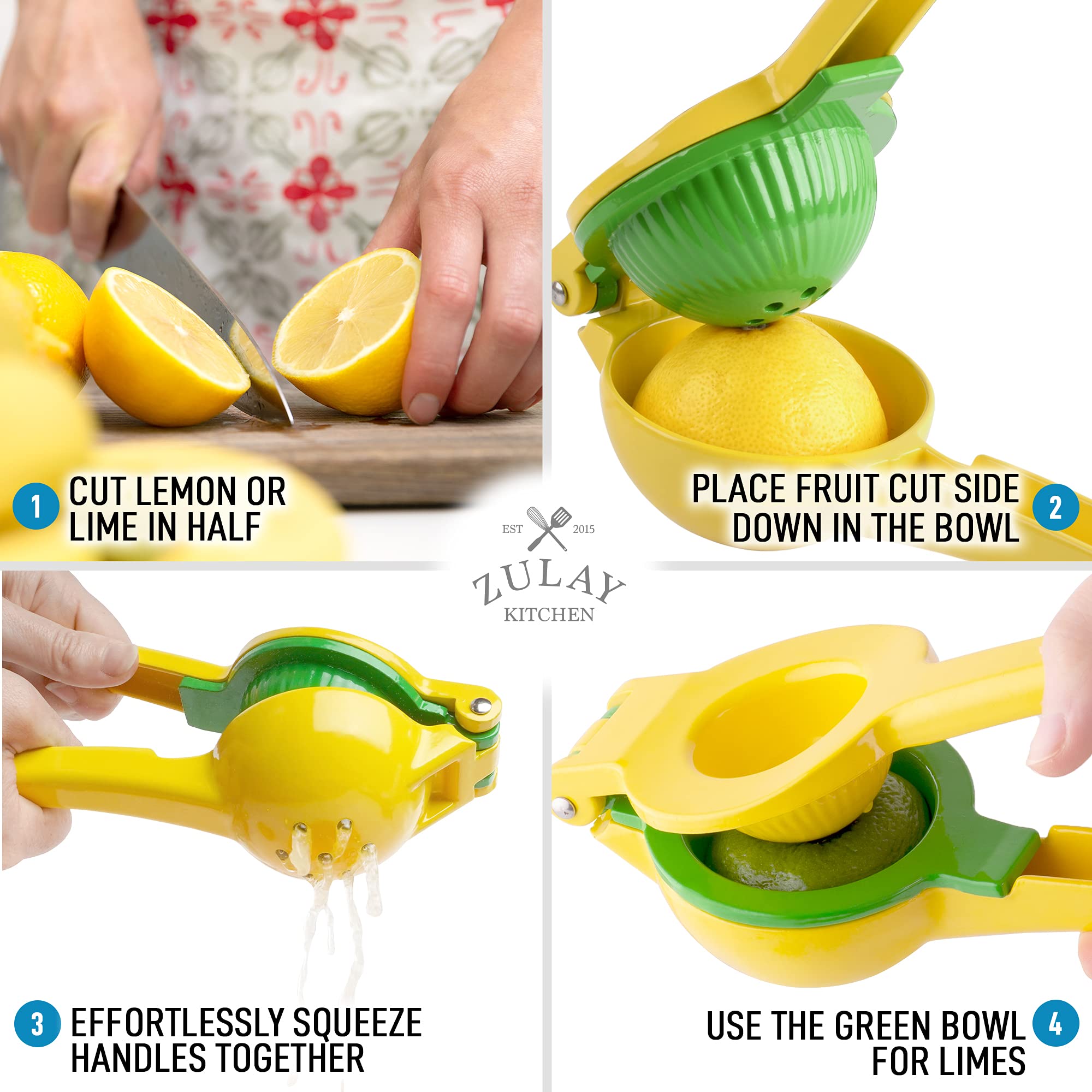 Zulay Premium Quality Metal Lemon Lime Squeezer - Manual Citrus Juice Press by Zulay Kitchen